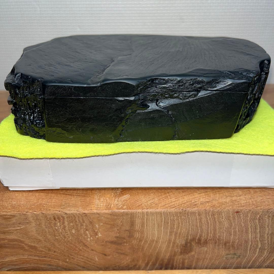 ⭕️雨畑硯　山下硯　芳石　山下三喜夫　栄寿堂製　甲州銘石　四六寸大　共蓋付硯