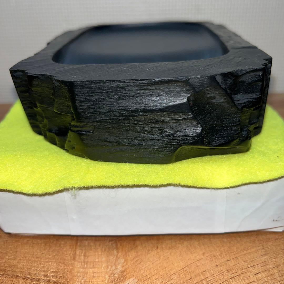 ⭕️雨畑硯　山下硯　芳石　山下三喜夫　栄寿堂製　甲州銘石　四六寸大　共蓋付硯