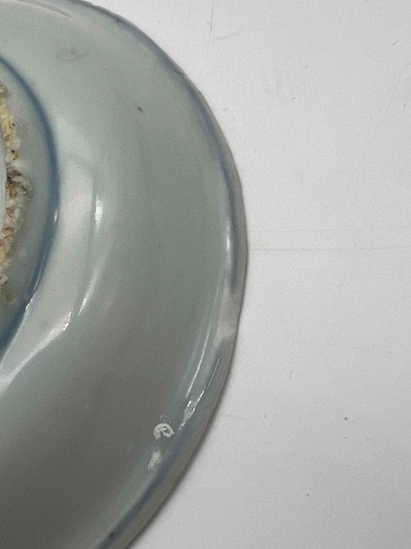 明時代　染付 青花蟹文盤一対　【希少貴重】【旧家蔵出し】　古染付皿(B-48)