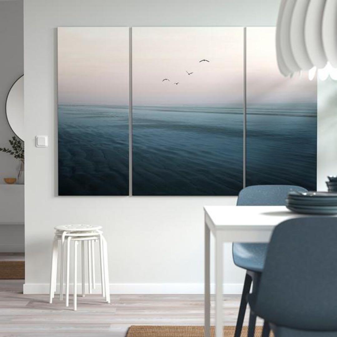 （廃盤）IKEA アートパネル PJÄTTERYD 3点セット 飛び立つ鳥の絵