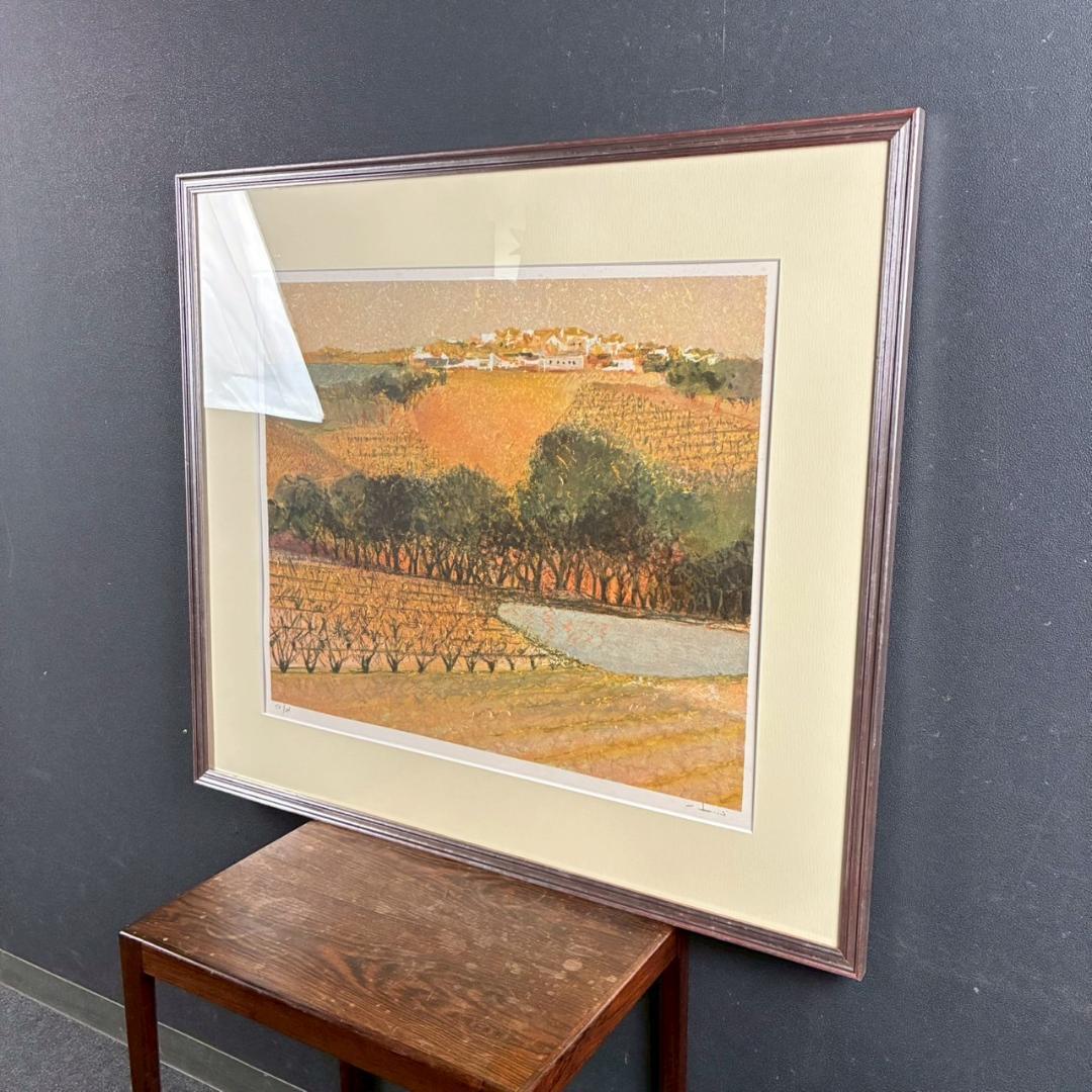 アンドレ・ブーリエ「11月のぶどう畑」リトグラフ 直筆サイン入 額縁入り