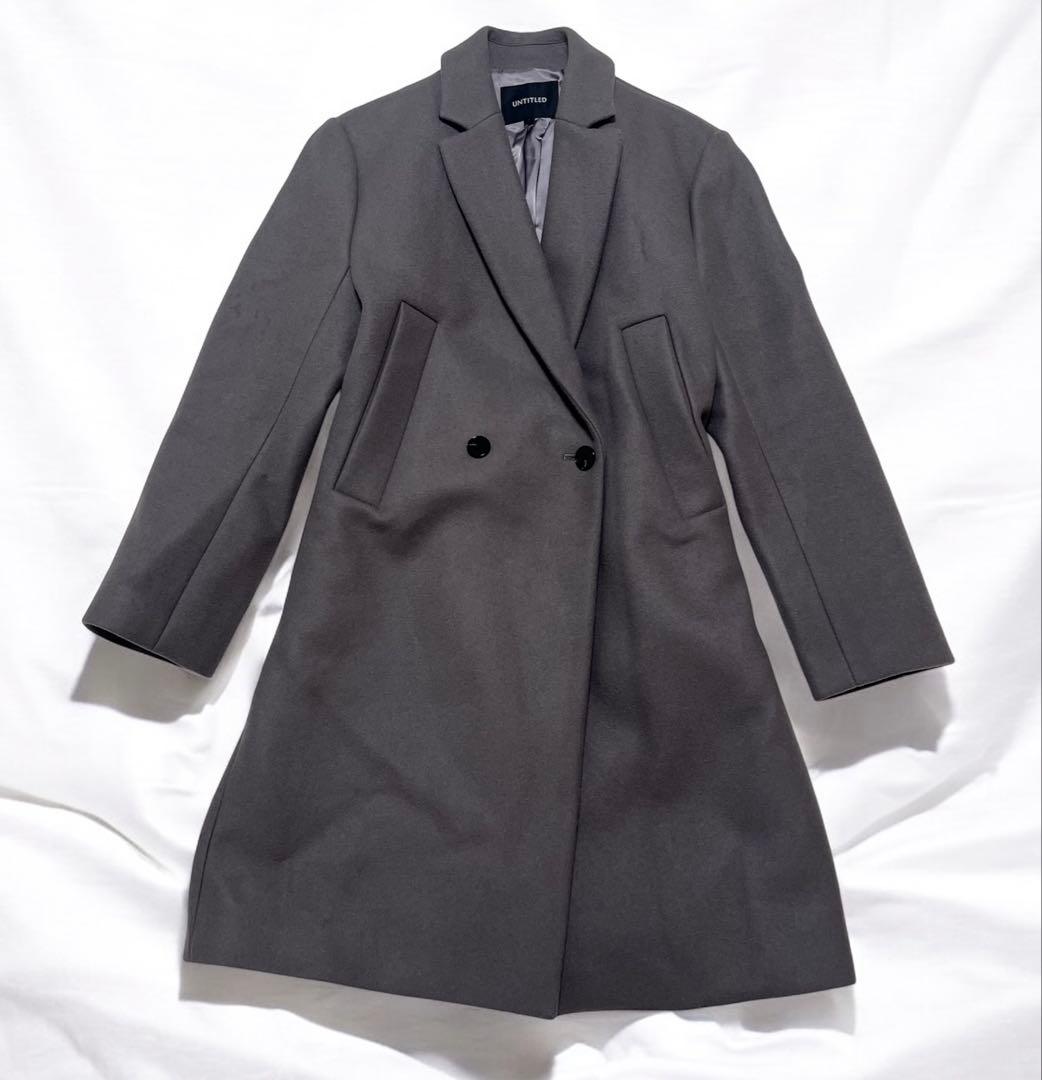 UNTITLED ウールメルトン チェスターコート ダブル グレー キュプラ