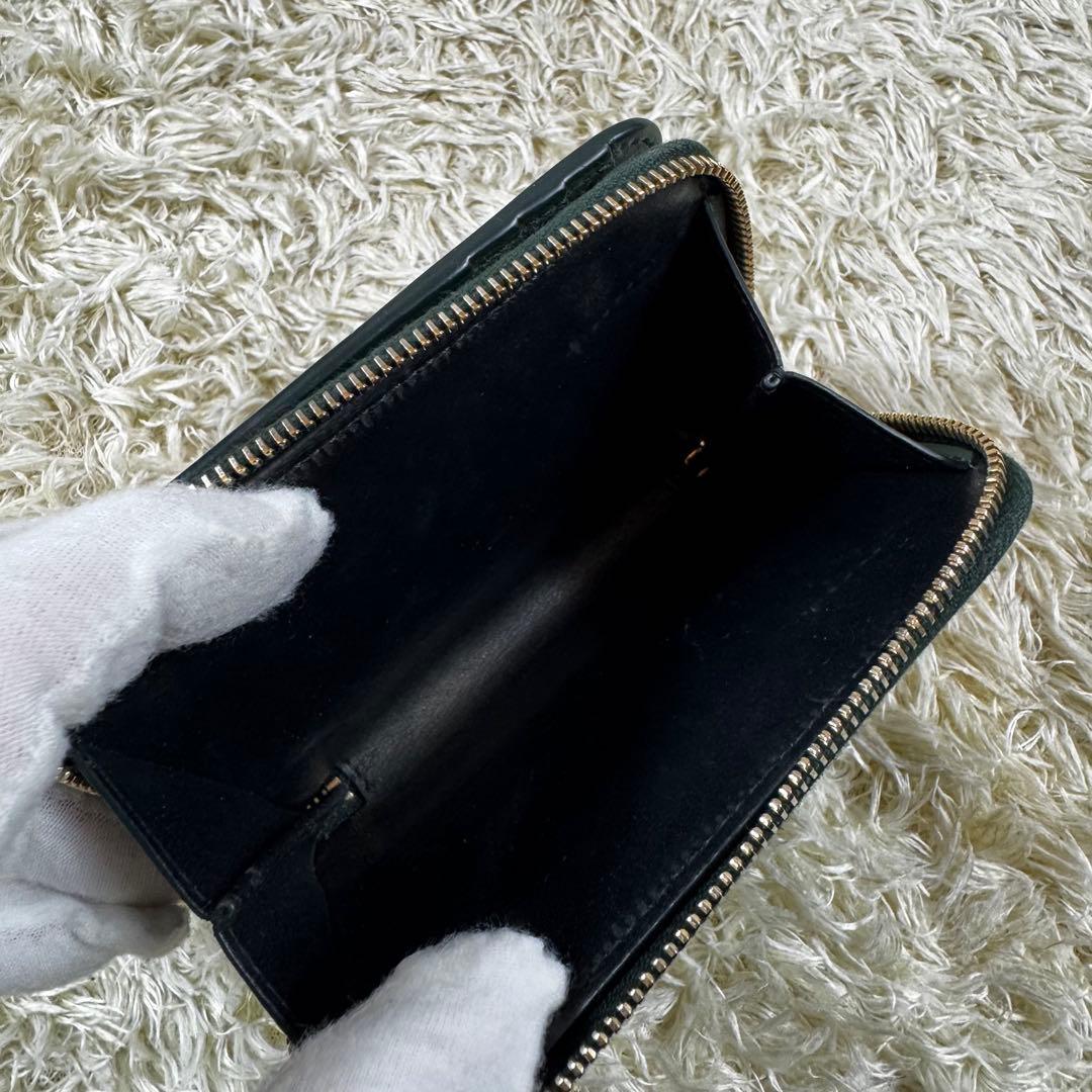 希少カラー✨サンローラン　二つ折り財布　カサンドラ　グリーン　スムースレザー