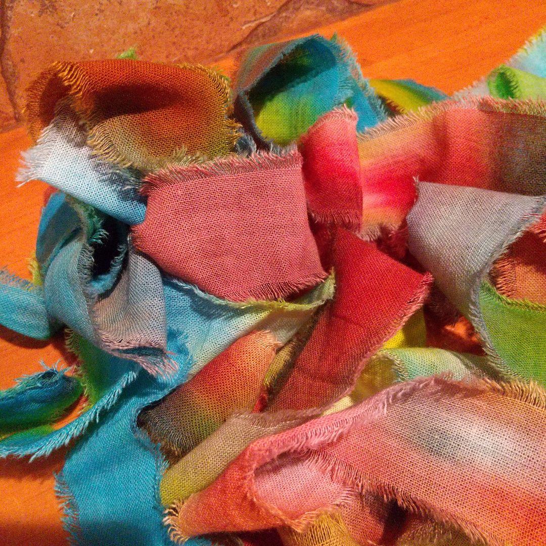 ❣️蘭❣️。15，ジャンクジャーナル素材。手染めフリンジ加工裂き布リボン