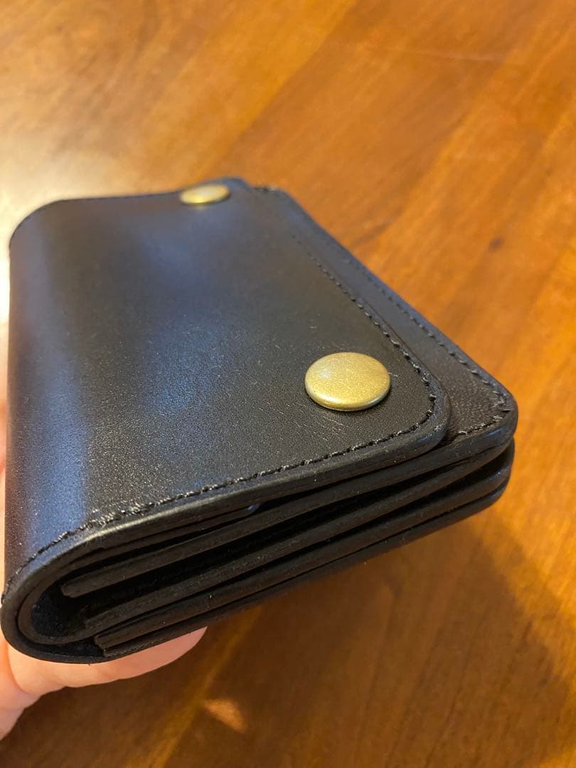 トラッカーウォレット　ミドル　三層　栃木レザー　ブラック