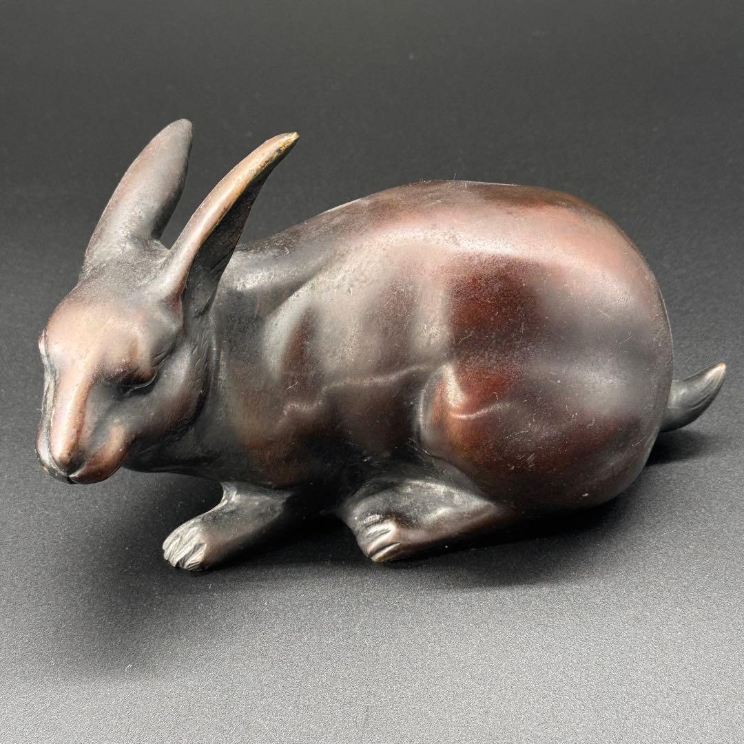 古銅　うさぎ　置物