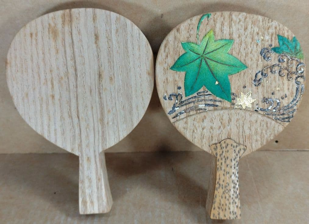 祥桒軒 川本光春 団扇香合(桐木地）裏千家十五代鵬雲斎 書付花押在判共箱 外紙箱