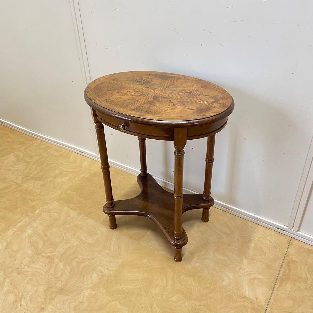 アンティーク調 サイドテーブル 花台 引き出し コンソール 飾り台 イタリア