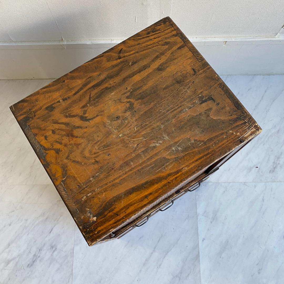 希少 アンティーク 蛇腹扉の小振りの棚 小引き出し 古道具