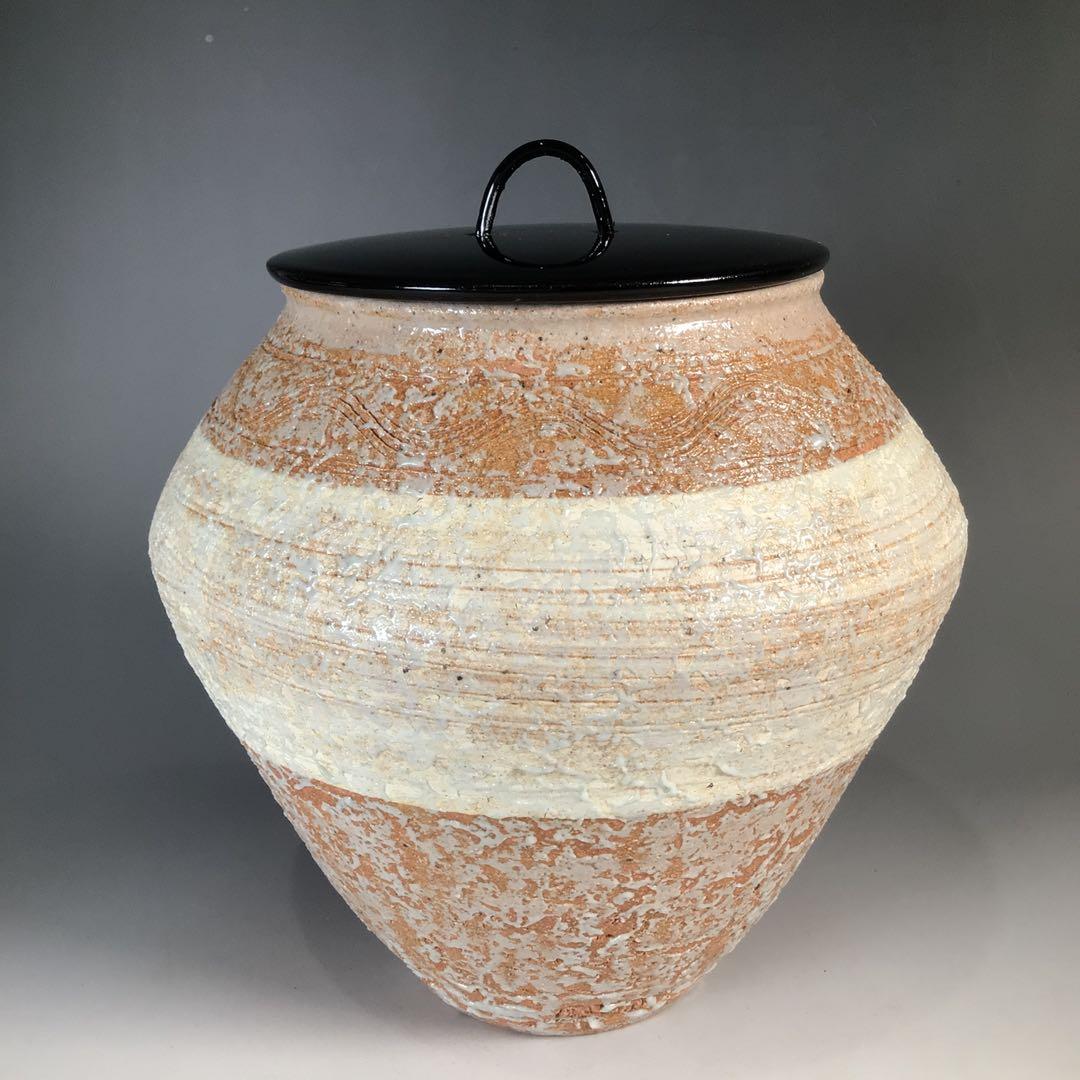 Ｎ４２６　水指　『宇田佐平造』『算玉刷毛目文』『一重口水指』　共箱　茶道具