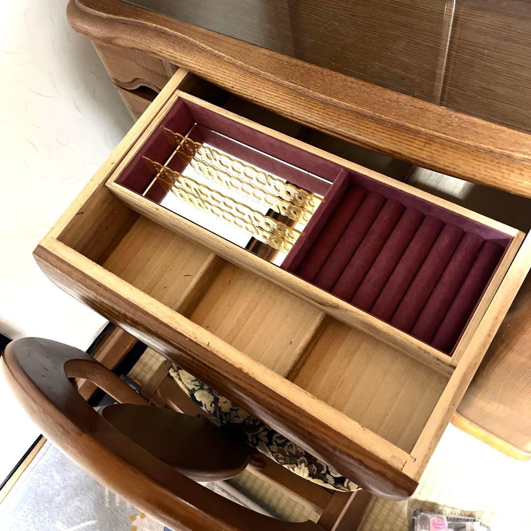 お値下げ✨三面鏡ドレッサー 鏡台 ランプコンセント付き 昭和レトロ 鈴木木工家具