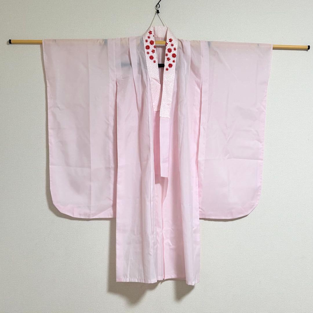 着物　七五三　7歳　女の子　13点　フルセット　ピンク　蝶　花　絞り風柄　刺繍