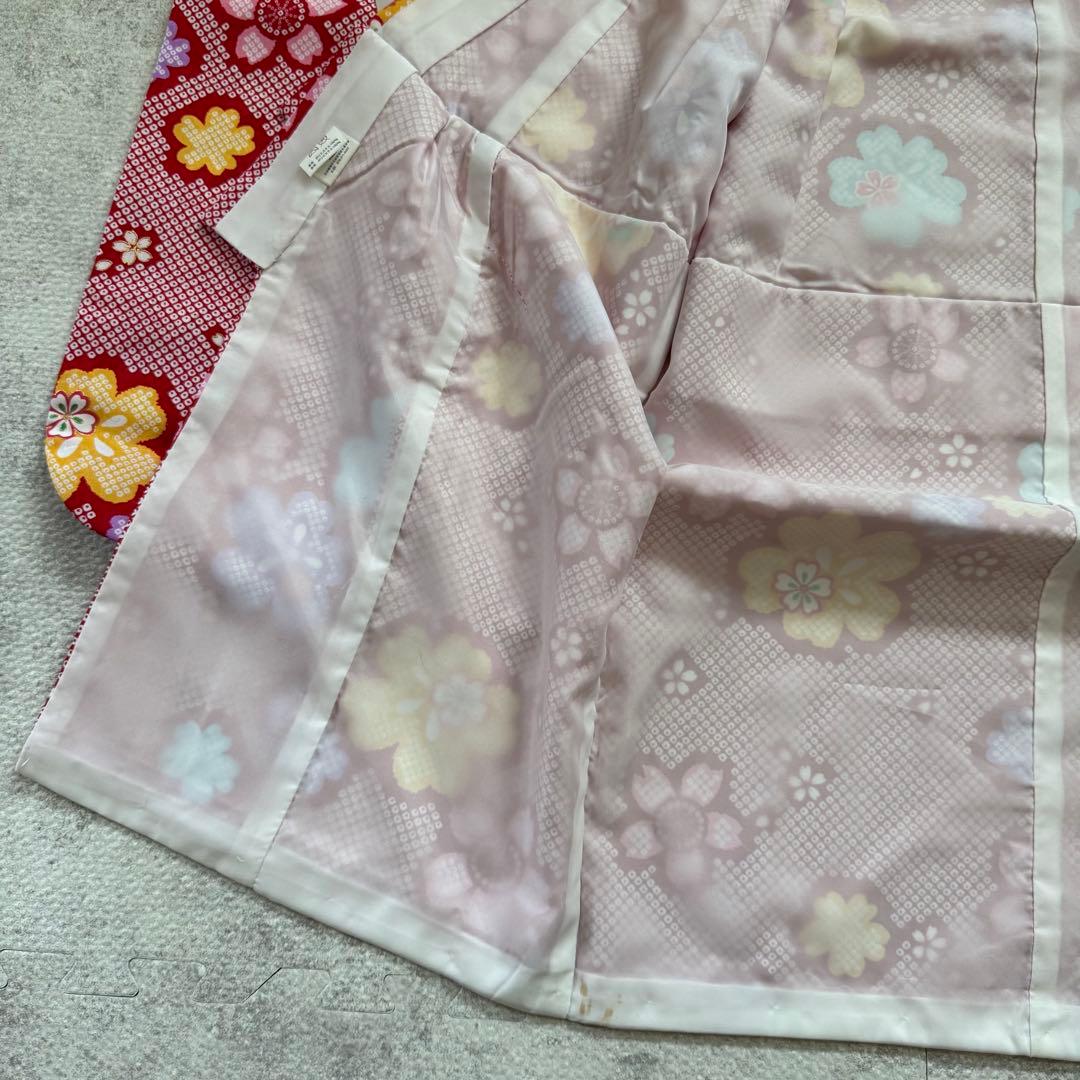 七五三 花ひめ　赤とピンク花柄　三歳　着物　箱付きです