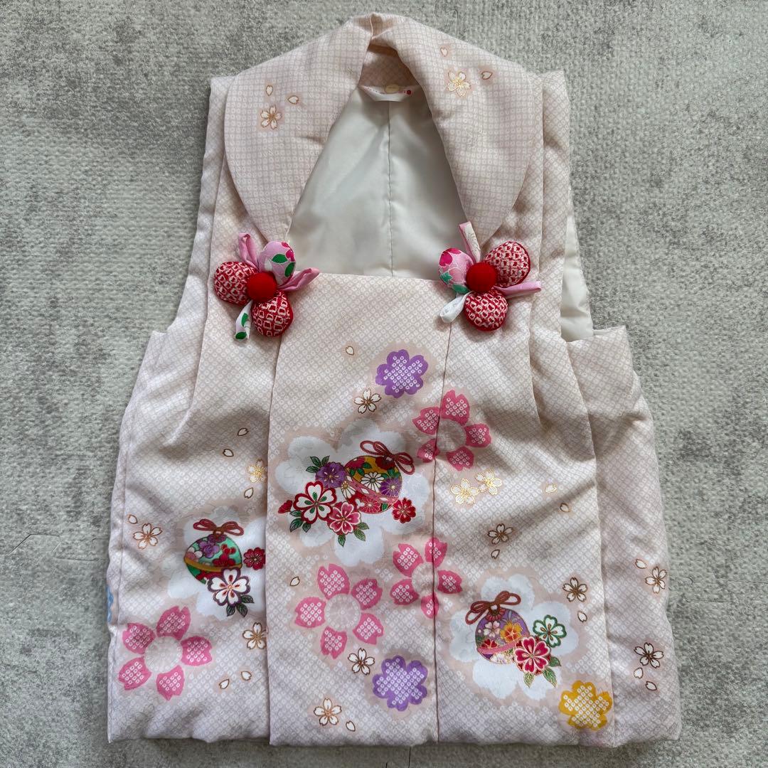 七五三 花ひめ　赤とピンク花柄　三歳　着物　箱付きです