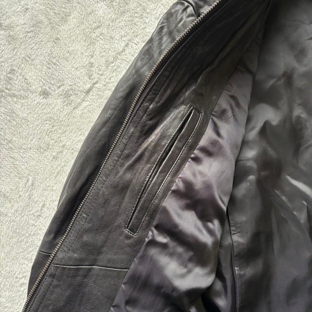 5351プールオム レザージャケット 羊革 黒 シングルライダース　2
