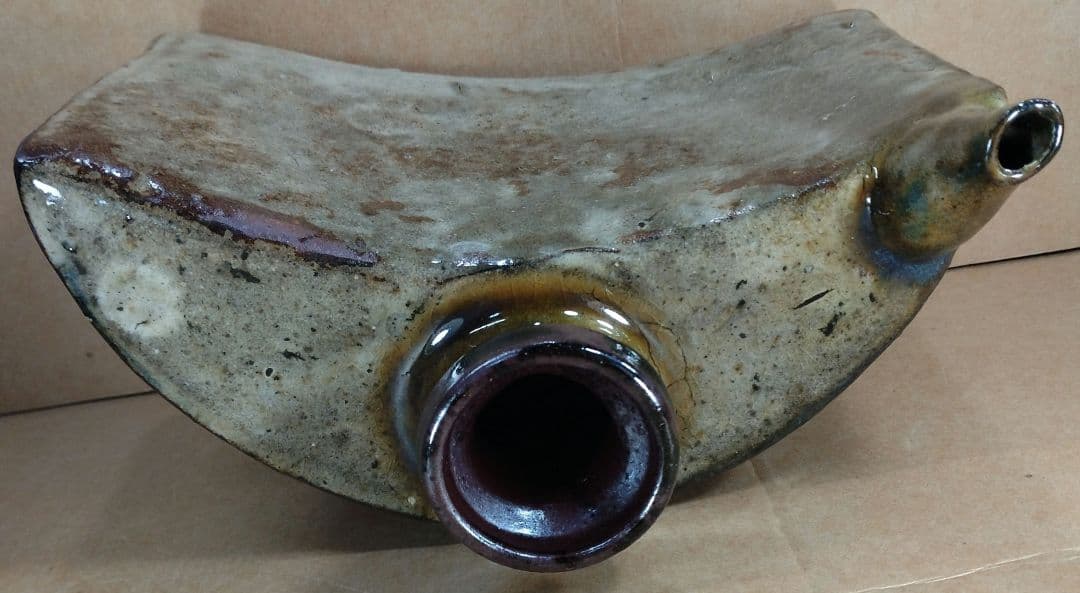 金城次郎 双魚紋抱瓶 共箱 栞ｗ22,3㎝【本物保証】壷屋人間国宝 栞 美品