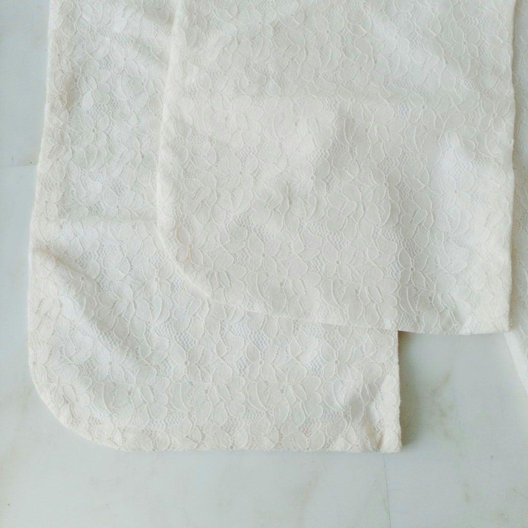 【試着のみ】ホワイトレース振袖 パールとフリルの重ね衿つき　成人式