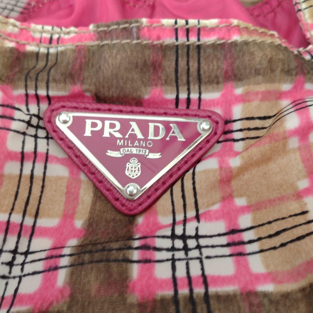 PRADA チェック柄BYOBAGバッグ ポーチ付き