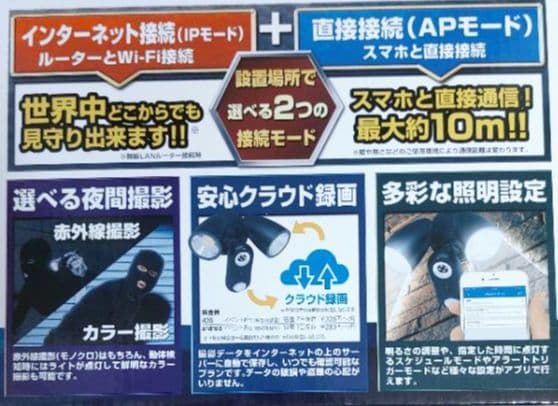 ダイトク ワイヤレスセンサーライト付き防犯カメラ GS-SLC01