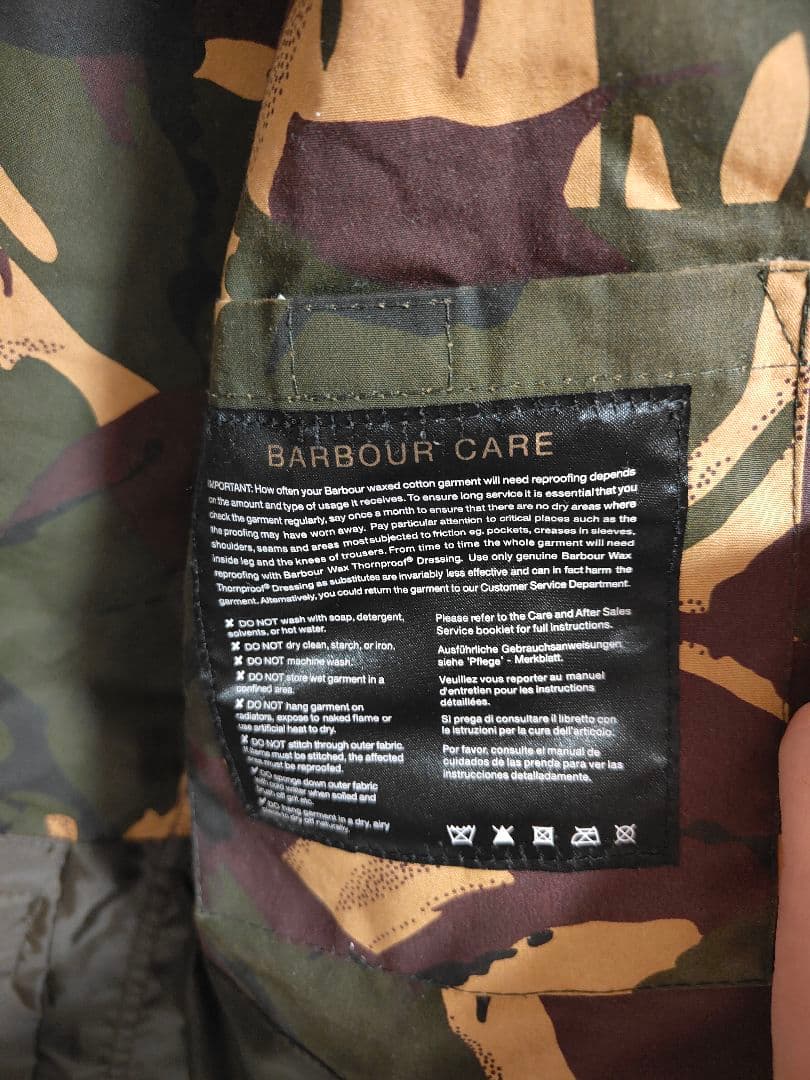 オ*ダ様 Barbour 裏地カモ/ジャケット/38/コットン/KHK/1402