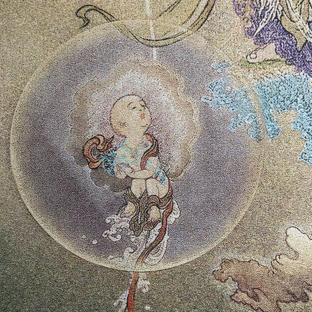 仏教美術 狩野芳崖「慈母観音像図」刺繍 掛軸 仏絵 仏画 OL-7