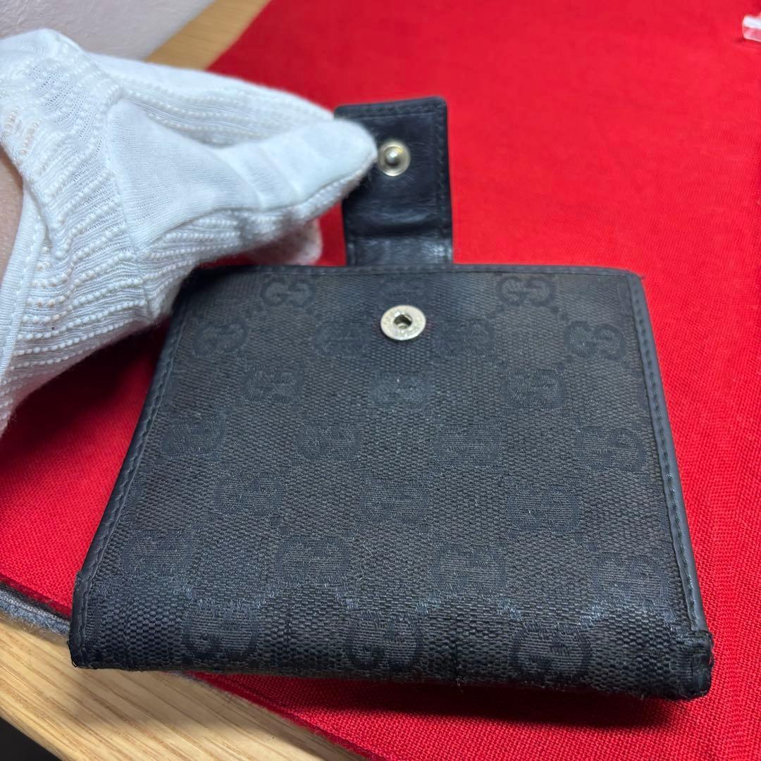 GUCCI グッチ インターロッキング Wホック 二つ折り GG BLACK