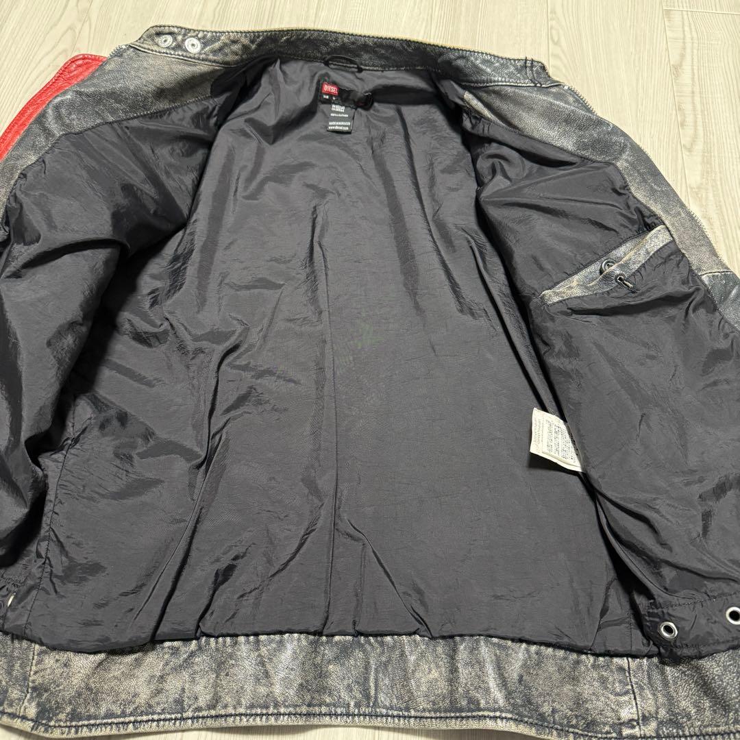 DIESEL 90's アーカイブ ストライプ ラムレザーライダース Y2K