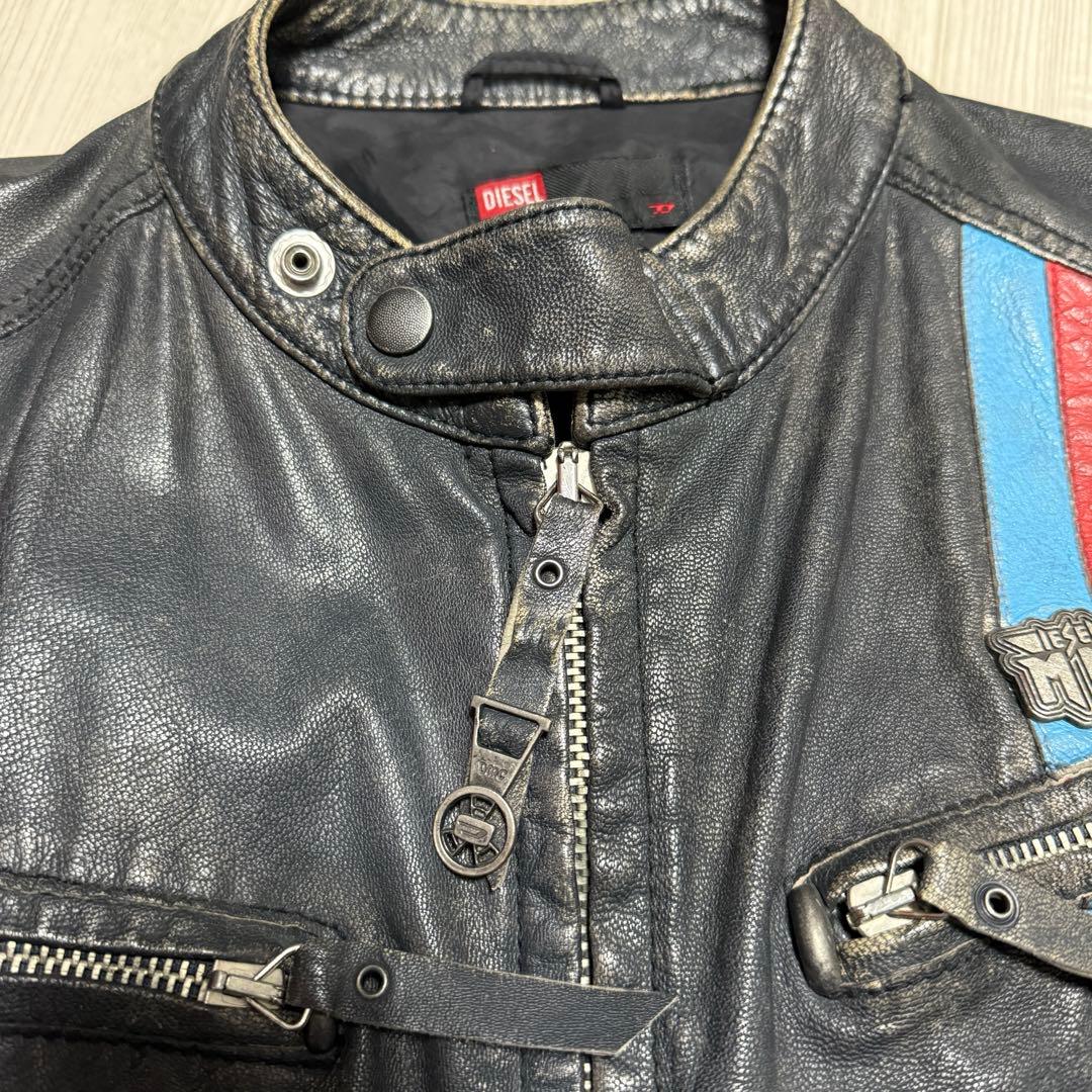 DIESEL 90's アーカイブ ストライプ ラムレザーライダース Y2K