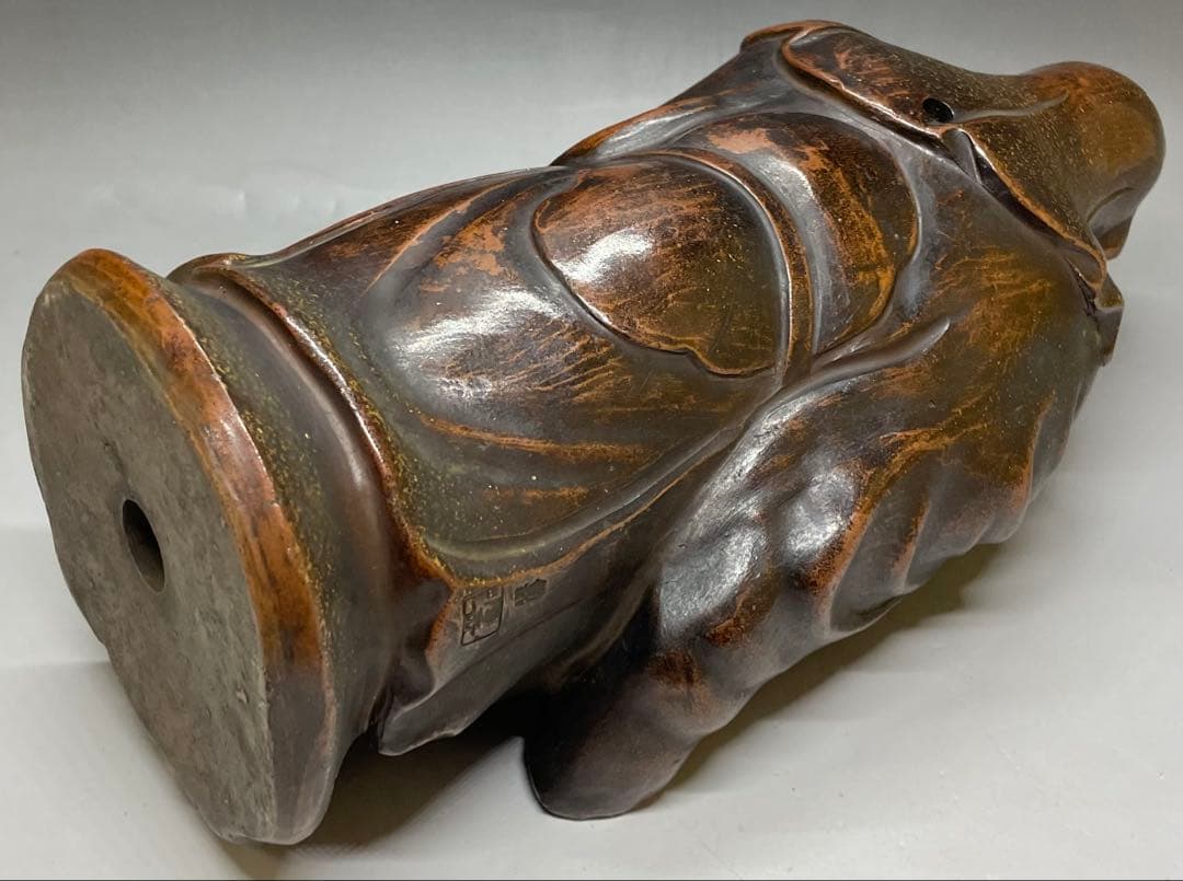 県指定重要無形文化財　森陶岳　寿老人　備前焼　置物　y87