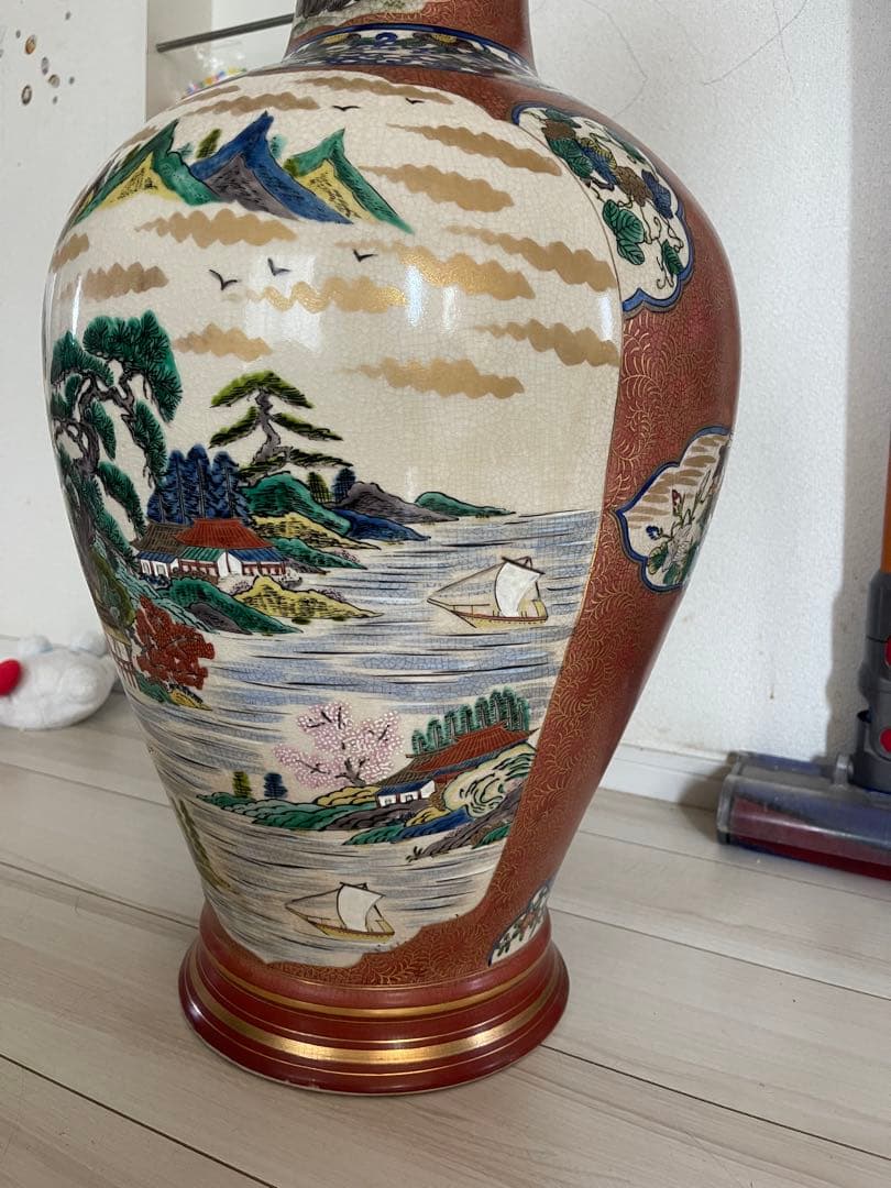 Shine TLS樣限定 七福神 角福刻印あり 豪華色絵 希少 壺 花瓶 金彩