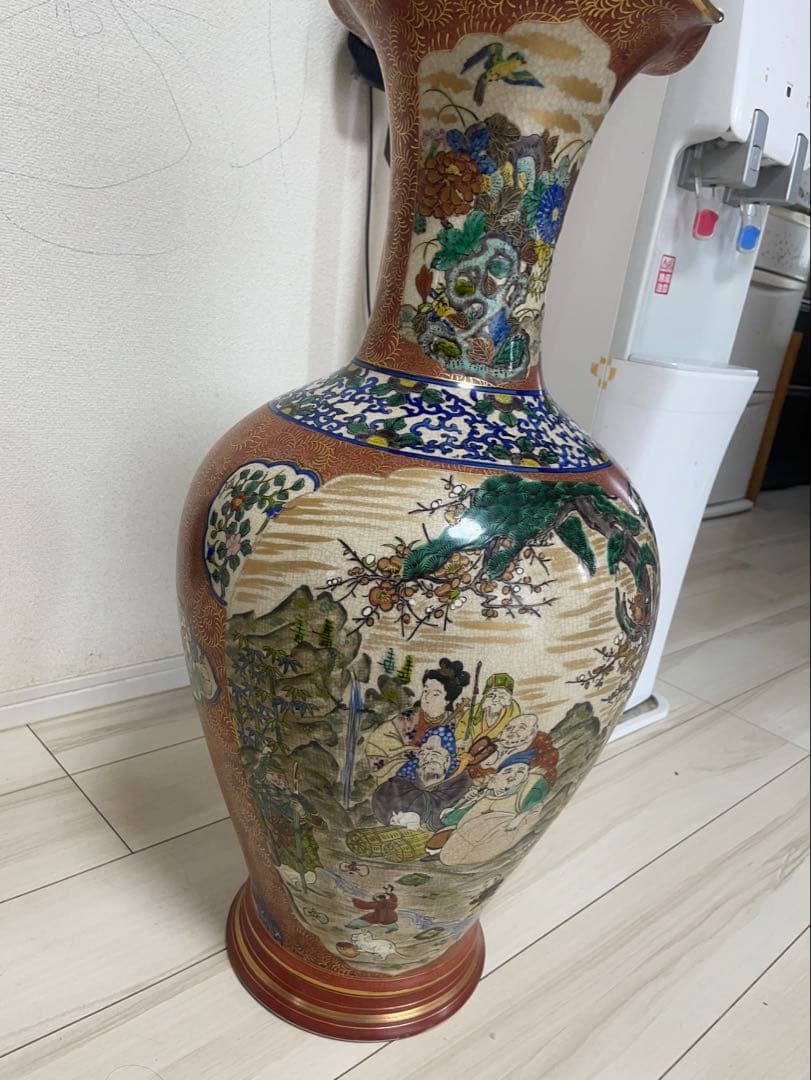 Shine TLS樣限定 七福神 角福刻印あり 豪華色絵 希少 壺 花瓶 金彩