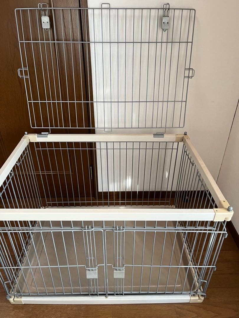 【送料込】アイリスオーヤマ 犬 ケージ ウッディサークル　アイボリー　屋根付き