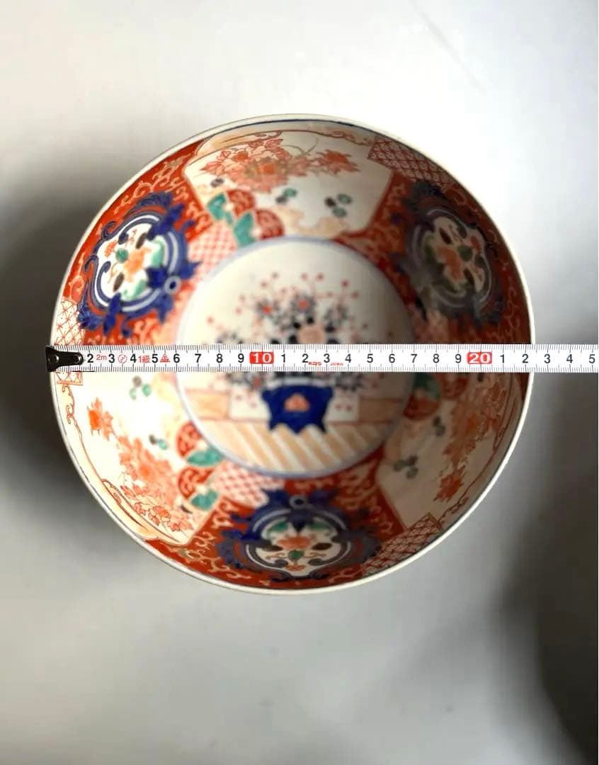 888 骨董 アンティーク 古伊万里 染付 色絵金彩花籠紋様深鉢 幕末 明治