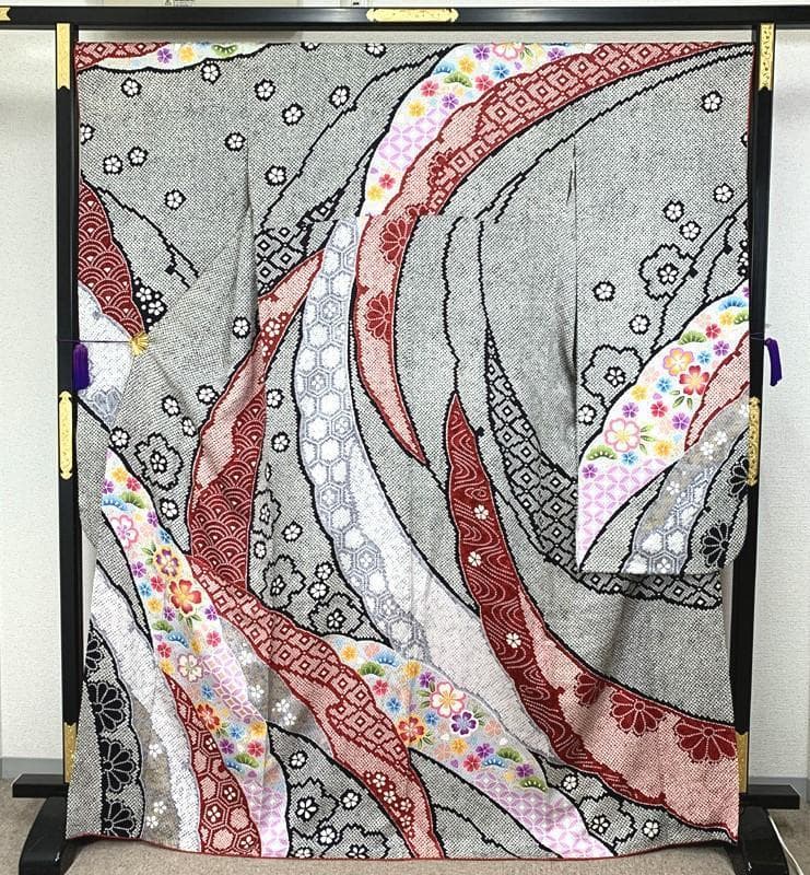 403z9.小物類〇高身長な方にも 振袖 総絞り風 成人式 結婚式〇美品