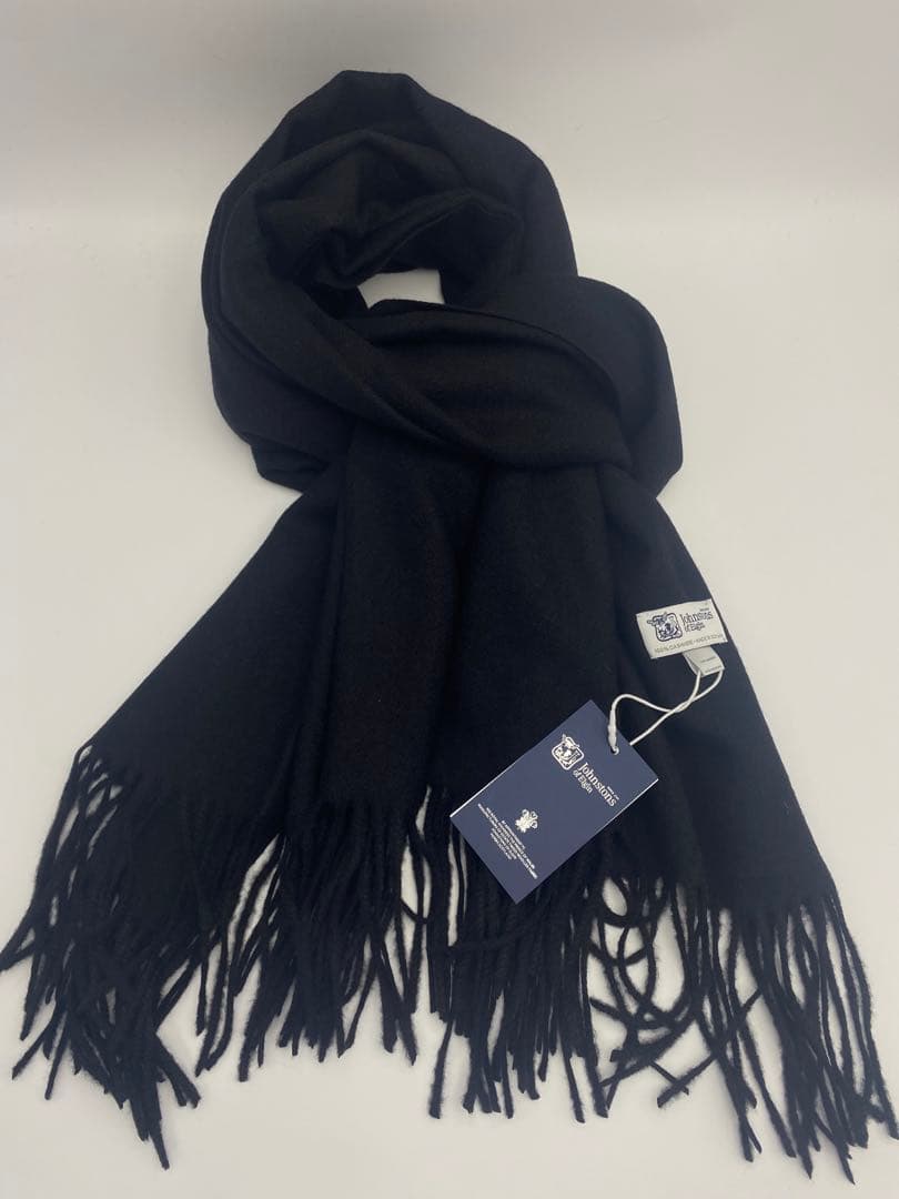 JOHNSTONS ジョンストンズ マフラー 大判ストール　スカーフ　ブラック