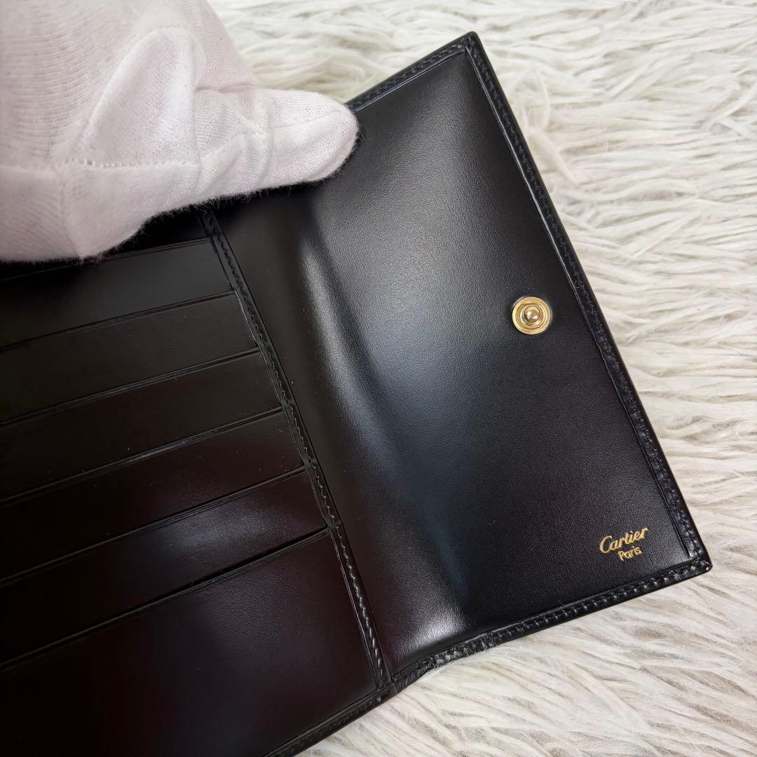 新品未使用品/付属品有✨Cartier 三つ折り 財布 パンテール　金具 黒