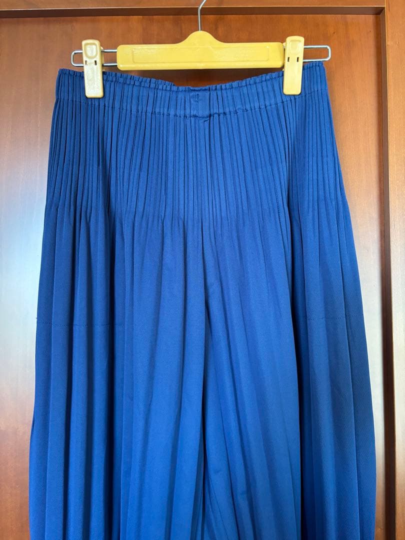 日本製イッセイミヤケプリーツプリーズパンツ　美品青系色2