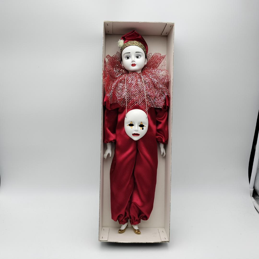 【極美品】1986年製 三協 陶器製 ピエロ人形 52cm ビスクドール風