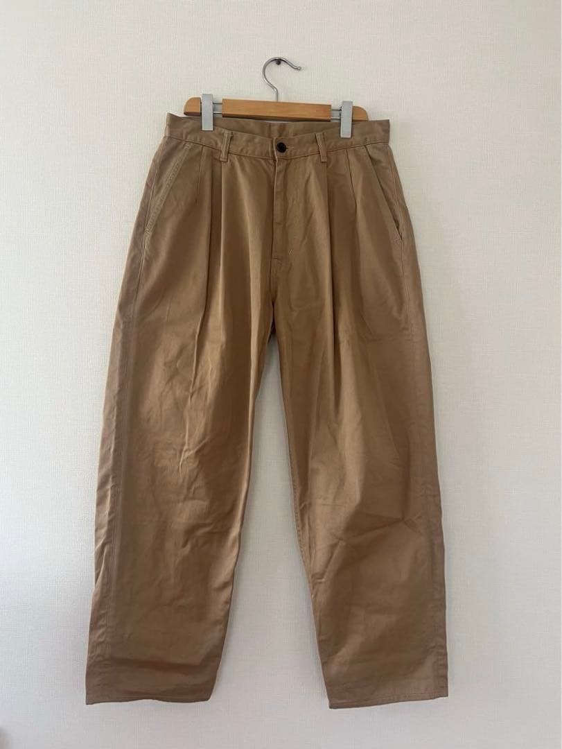 Graphpaper ベージュ タック チノパン バギー ワイド