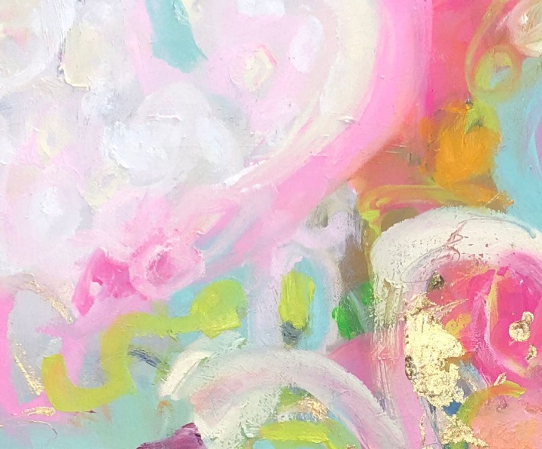 絵画　油絵　原画　新作　一点物　抽象画　北欧　ポップ　パステルカラー　F8