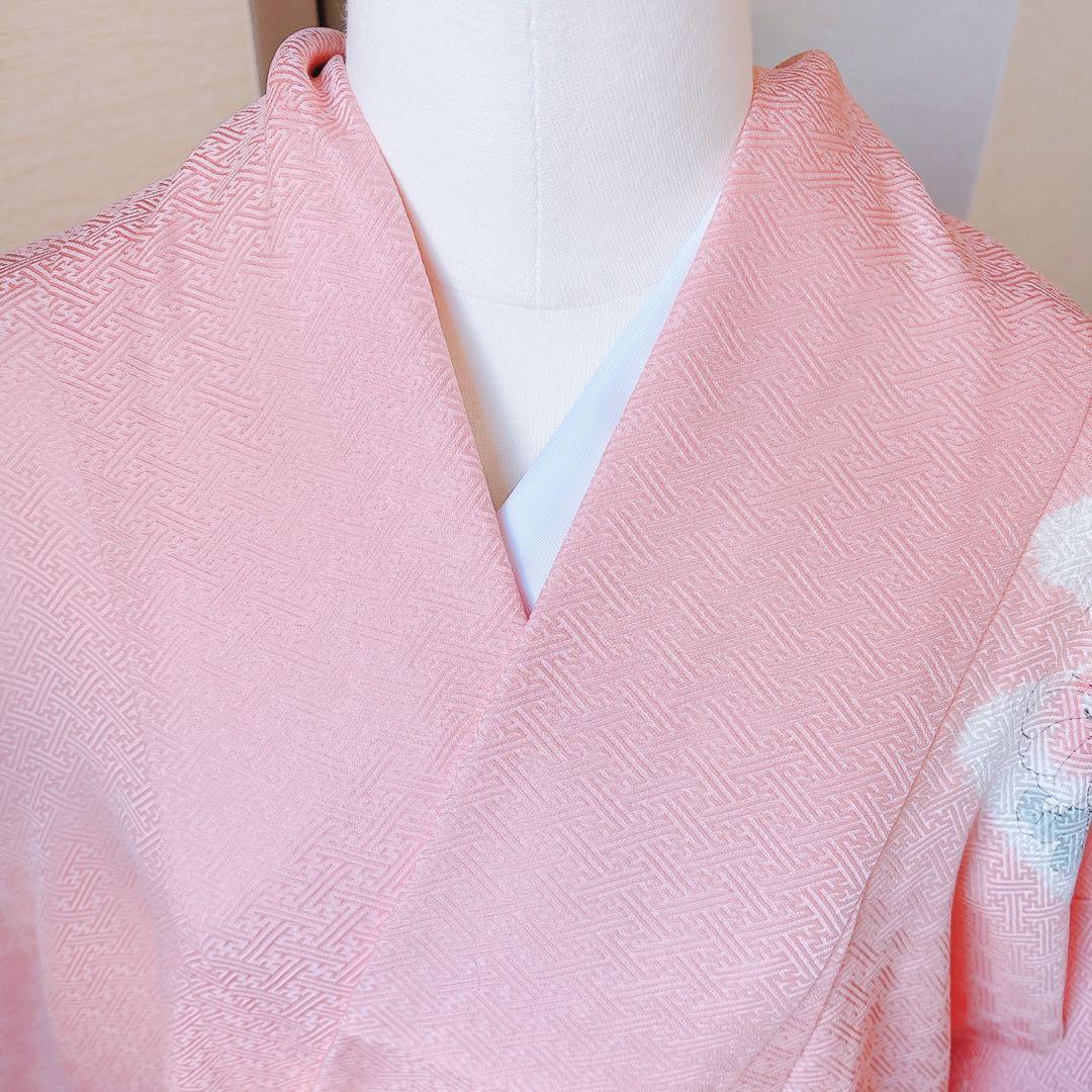 20日まで　訪問着　フルセット　辻が花　裄66 卒業式入学式M L 袋帯　ピンク