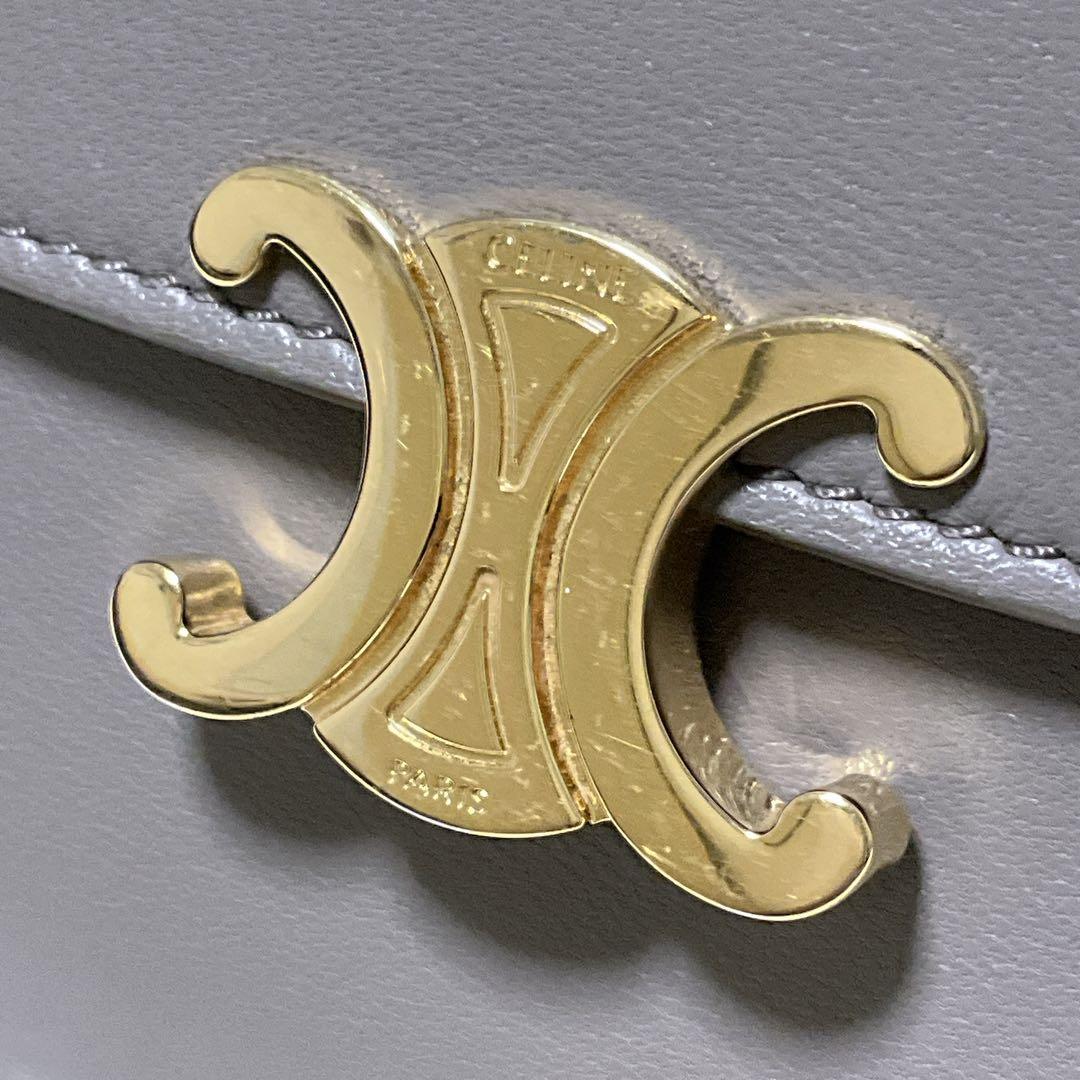 ♡正規品♡セリーヌ 三つ折り財布 トリオンフ スモールウォレット レザー グレー