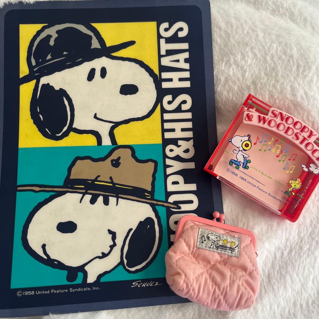 昭和レトロ　サンリオ スヌーピー がま口ポーチ　下敷き　メモ帳　まとめ売り
