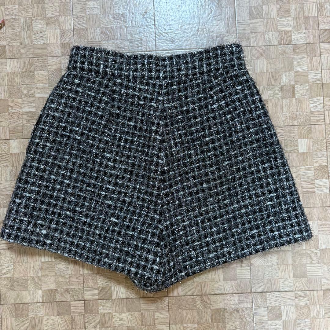 新品 Sheller シャイニー ツイード ラップ キュロット ラメ スカート