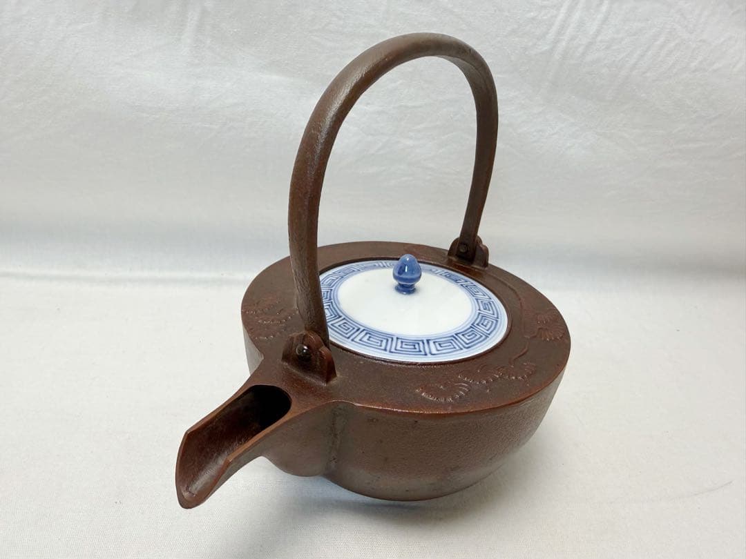 未使用 茶道具 人間国宝 高橋敬典造 松地紋 銚子 釜印 共箱