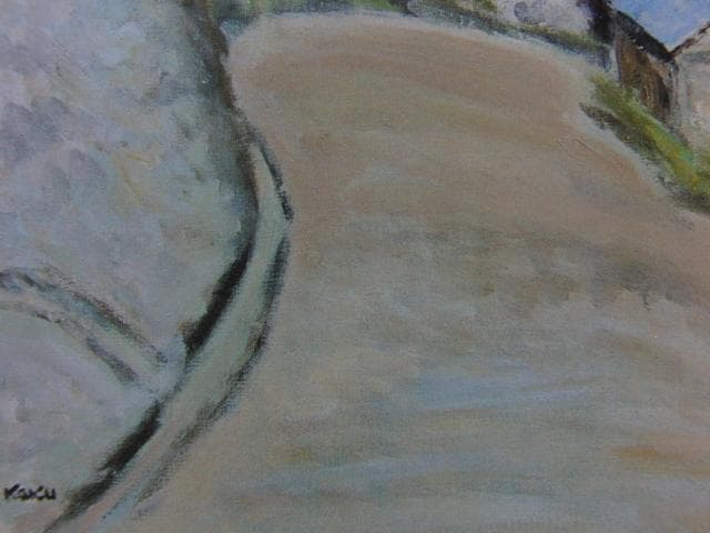 柏原覚太郎、教会のある風景、希少な画集より、新品高級額・額装付