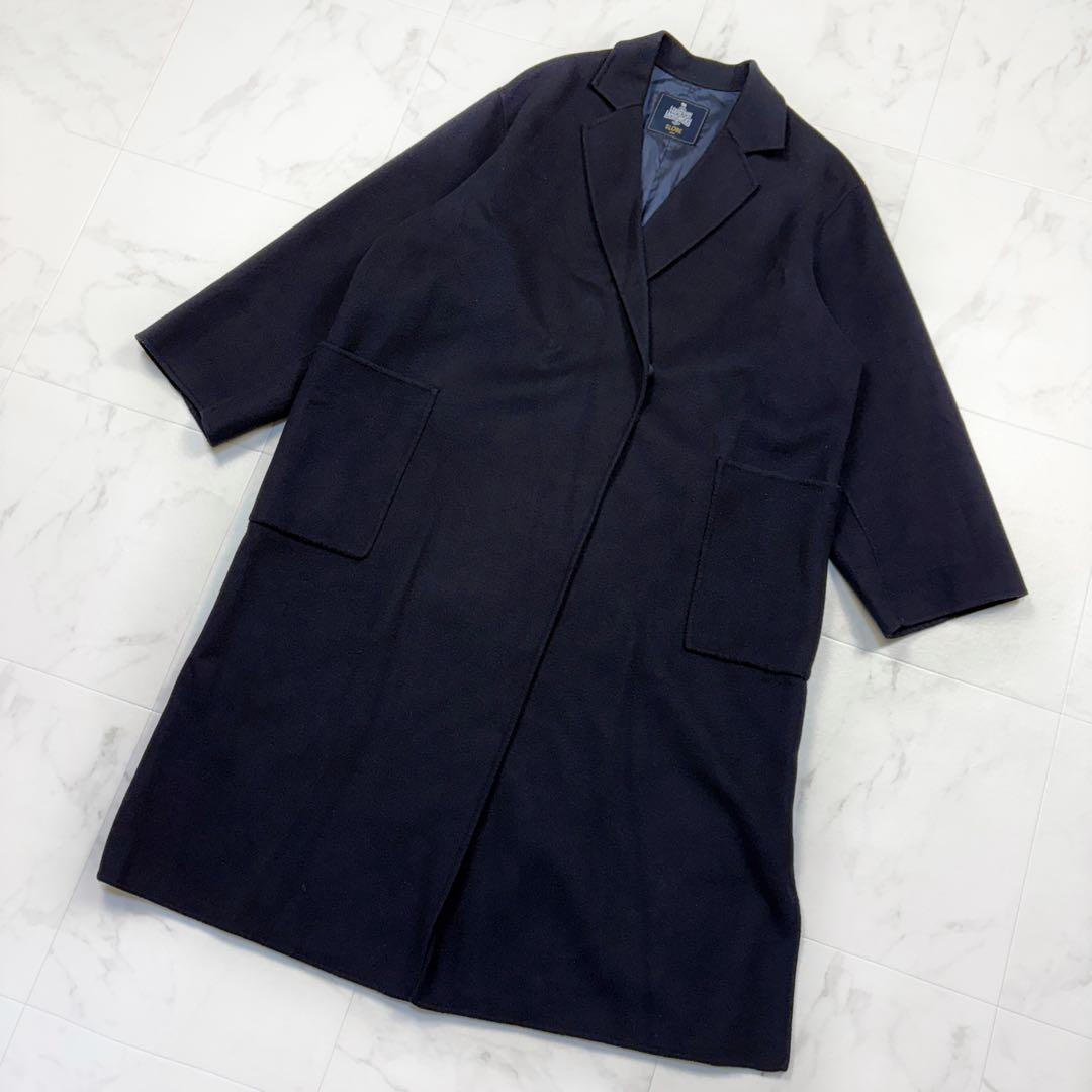 スローブイエナ　ハミルトン　ダブルフェイス　ウールチェスターコート　紺　Free