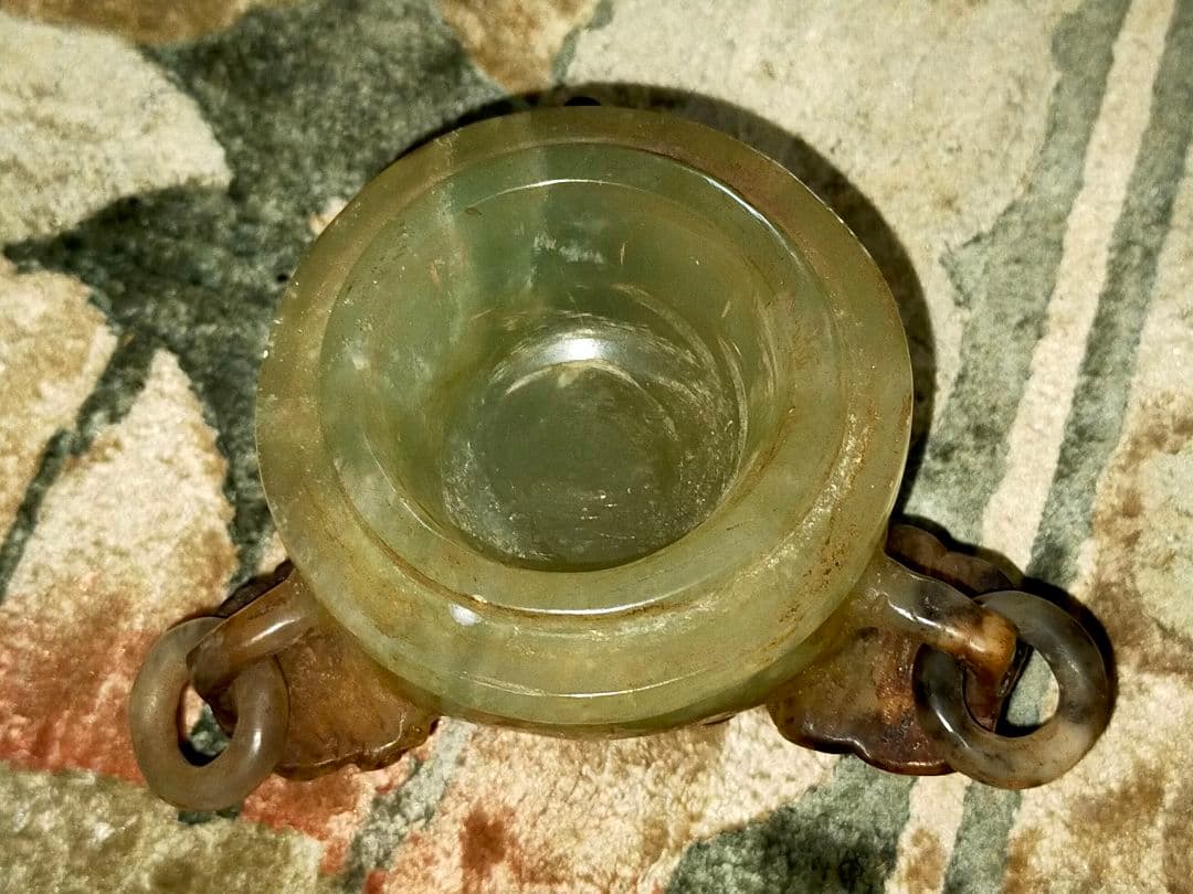 ♥値下げ！♥玉石♥　獅子　香炉　緑石　翡翠　骨董　古玩