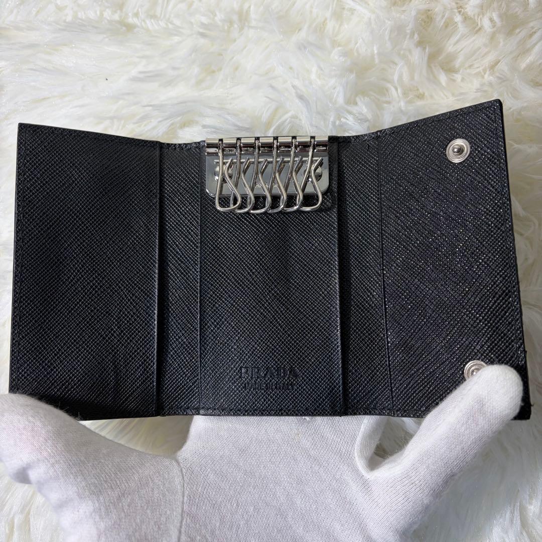 【✨極美品✨】PRADA 6連キーケース シルバーロゴ RFID 付属品完備