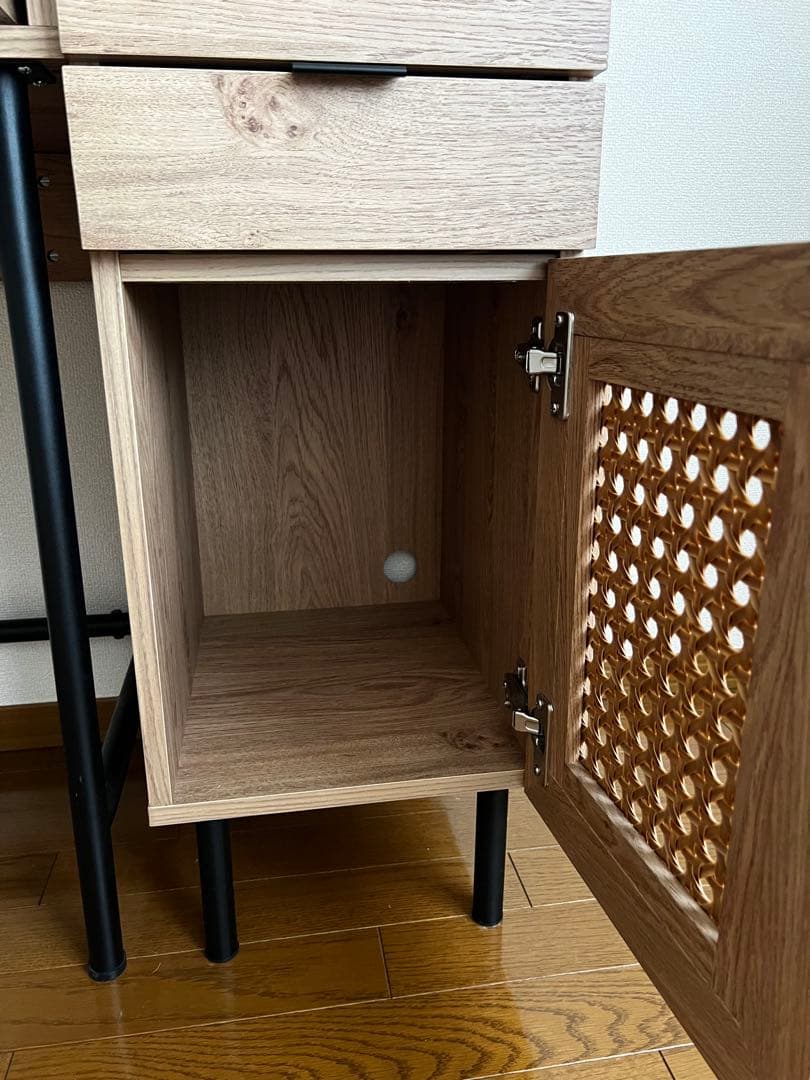 LOWYA ロウヤ　ラタン調コンソールデスク　ナチュラルウッド パソコンデスク